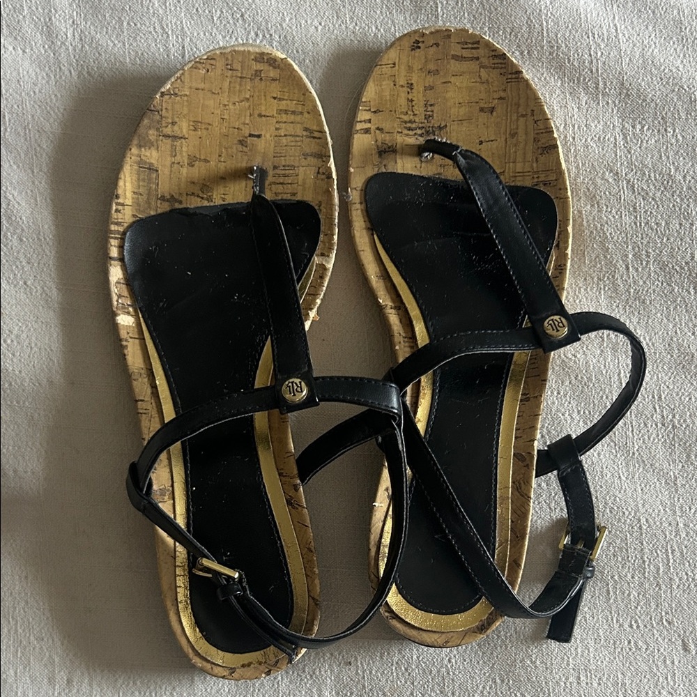 Ralph Lauren Black and Tan Sandals